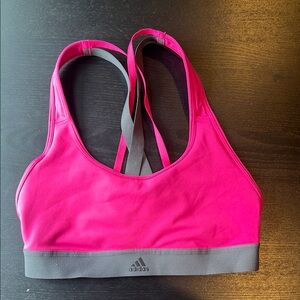 Adidas Pink and Gray Sports Bras with Racerback Design
